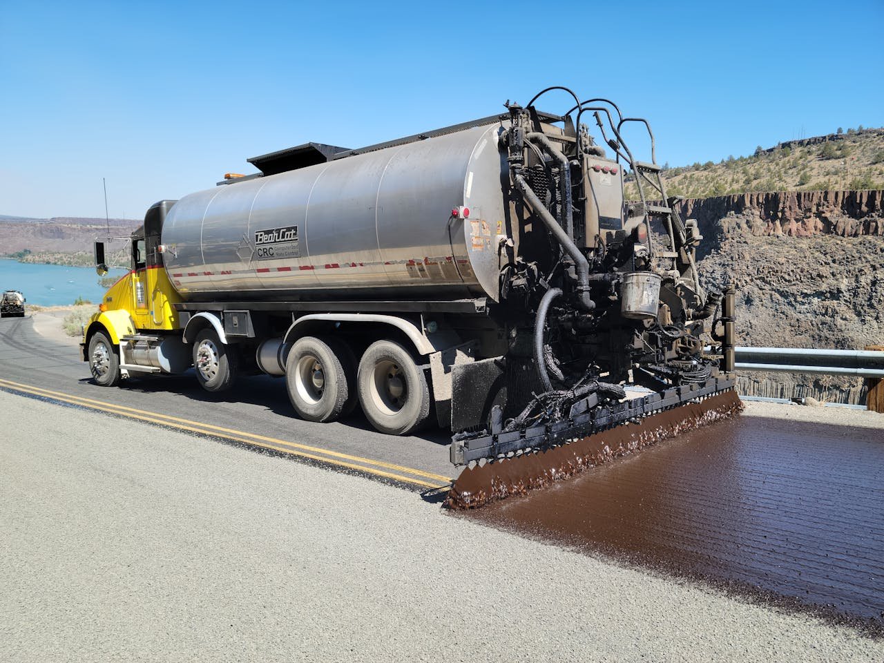 Chip Seal Truck covering a Road